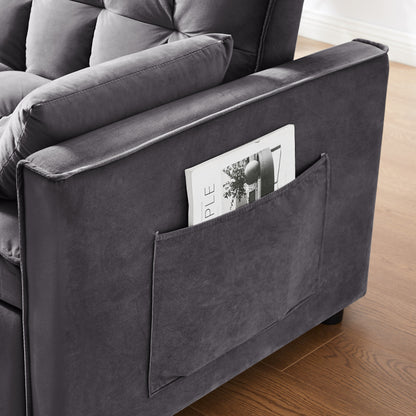 Canapé-lit gris foncé avec sac de rangement