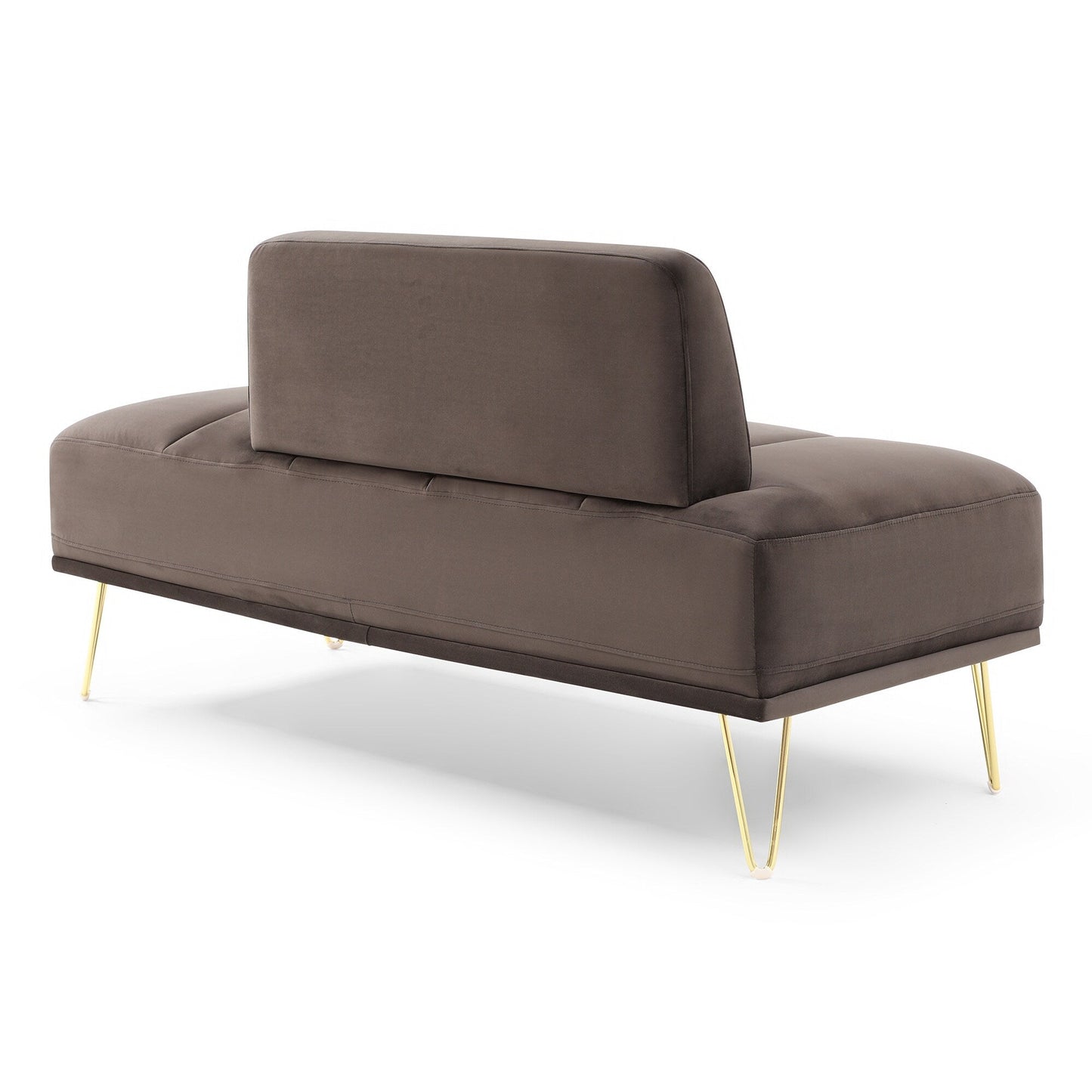 Banc de chevet rembourré gris foncé moderne 56,3 avec pieds en métal doré pour chambre à coucher