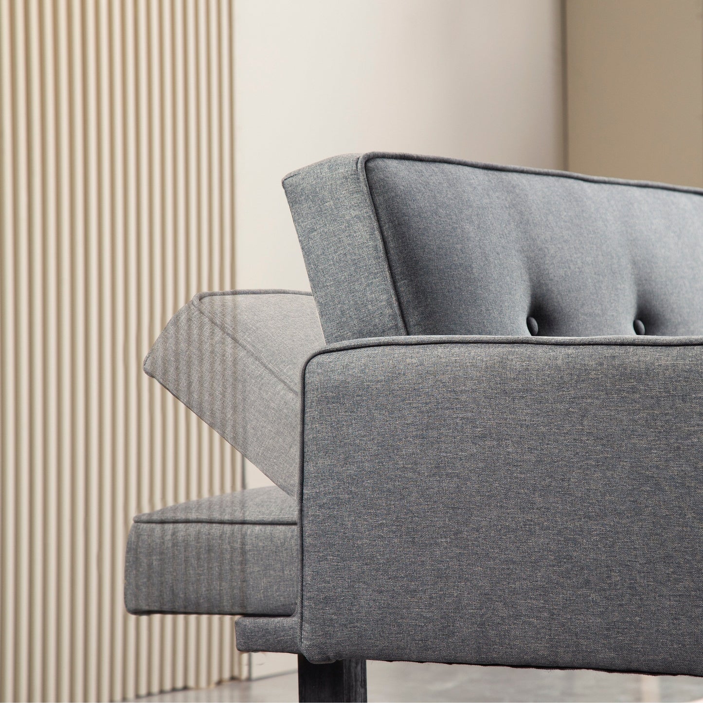 Canapé-lit futon 3 places convertible gris foncé moderne 71,65 avec pieds en bois massif et oreillers pour le salon