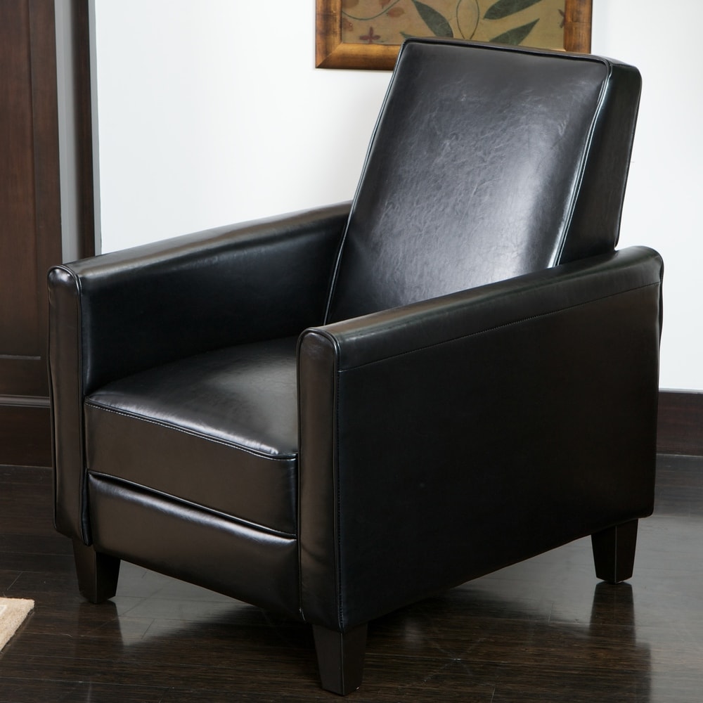 Fauteuil club inclinable Darvis en cuir reconstitué noir par Christopher Knight Home