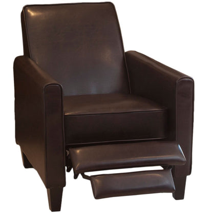 Fauteuil club inclinable Darvis en cuir reconstitué noir par Christopher Knight Home