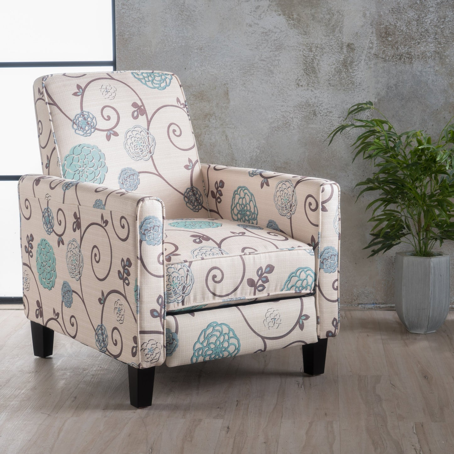 Fauteuil club inclinable à motif floral Darvis par Christopher Knight Home