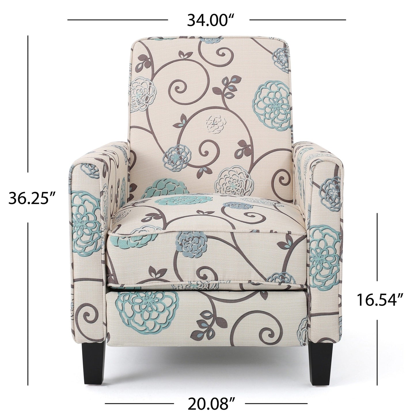 Fauteuil club inclinable à motif floral Darvis par Christopher Knight Home