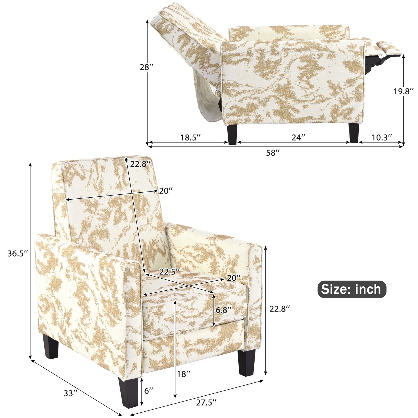 Fauteuil club inclinable à motif floral Darvis par Christopher Knight Home