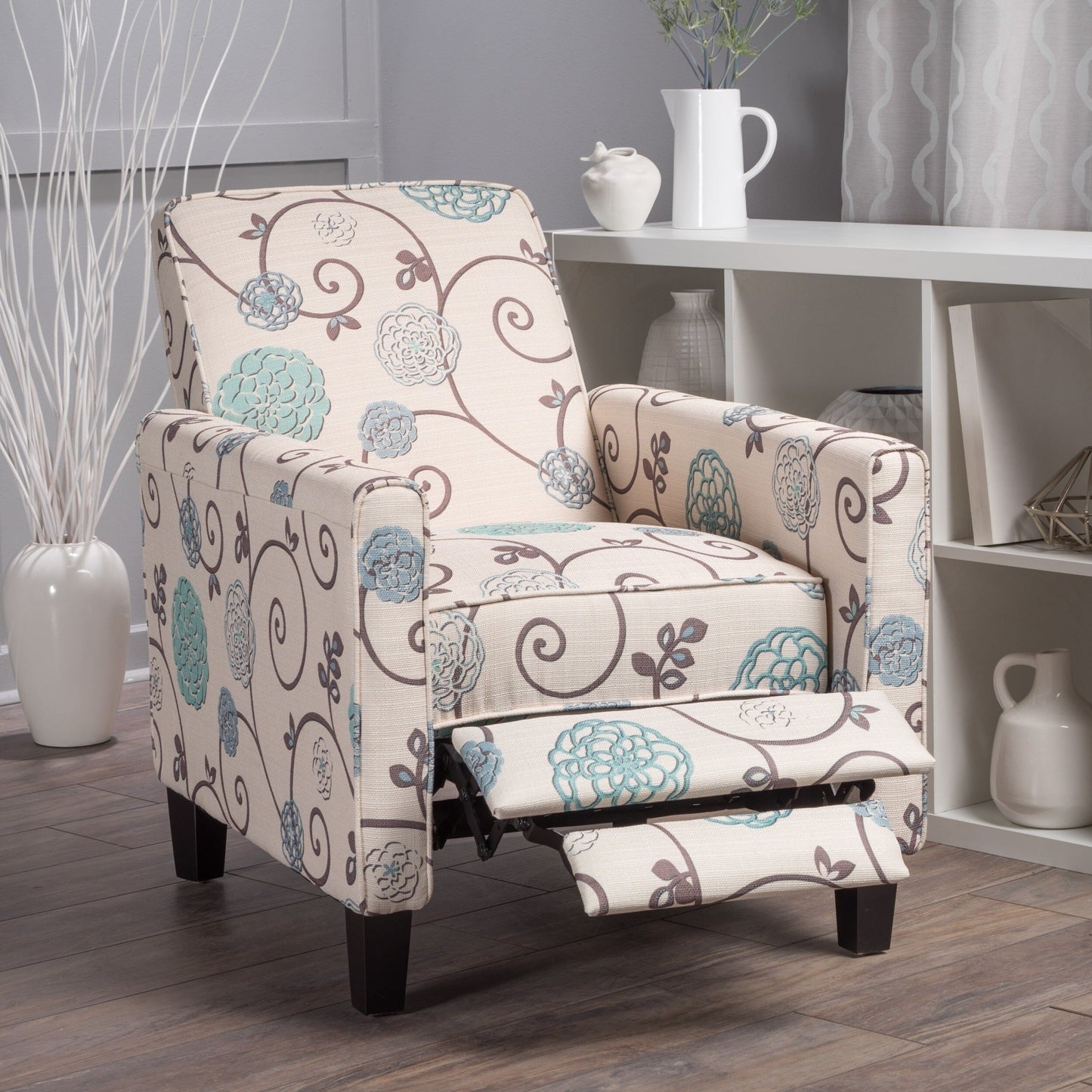 Fauteuil club inclinable à motif floral Darvis par Christopher Knight Home