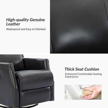 Lot de 2 chaises pivotantes modernes en cuir véritable Demeter pour chambre d'enfant avec garnitures cloutées par HULALA HOME