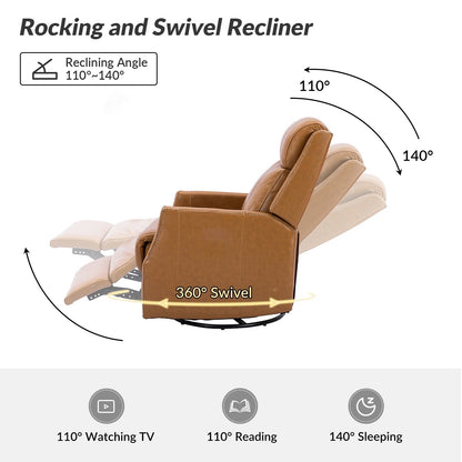 Lot de 2 chaises pivotantes modernes en cuir véritable Demeter pour chambre d'enfant avec garnitures cloutées par HULALA HOME