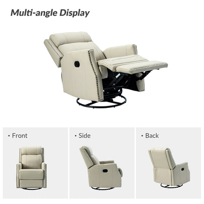 Lot de 2 chaises pivotantes modernes en cuir véritable Demeter pour chambre d'enfant avec garnitures cloutées par HULALA HOME