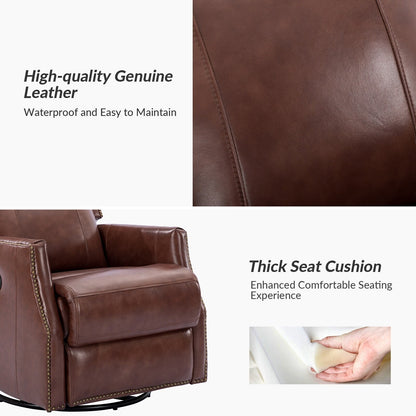 Lot de 2 chaises pivotantes modernes en cuir véritable Demeter pour chambre d'enfant avec garnitures cloutées par HULALA HOME