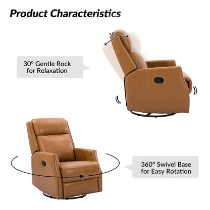 Lot de 2 chaises pivotantes modernes en cuir véritable Demeter pour chambre d'enfant avec garnitures cloutées par HULALA HOME