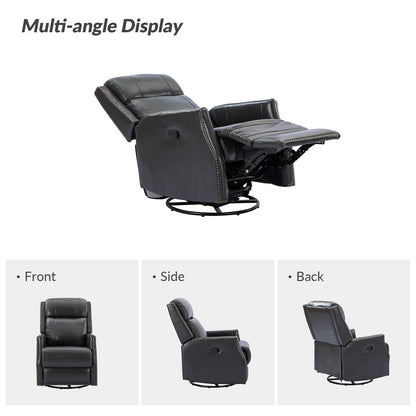 Lot de 2 chaises pivotantes modernes en cuir véritable Demeter pour chambre d'enfant avec garnitures cloutées par HULALA HOME