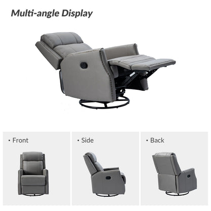 Lot de 2 chaises pivotantes modernes en cuir véritable Demeter pour chambre d'enfant avec garnitures cloutées par HULALA HOME