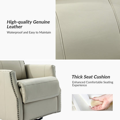 Lot de 2 chaises pivotantes modernes en cuir véritable Demeter pour chambre d'enfant avec garnitures cloutées par HULALA HOME