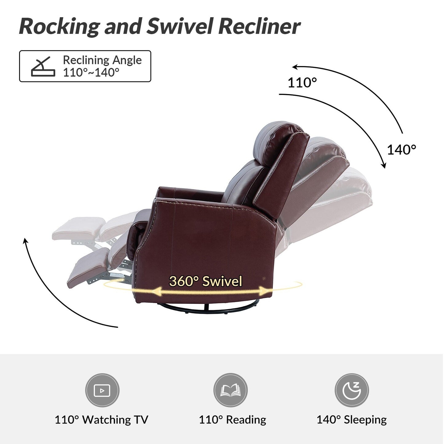 Lot de 2 chaises pivotantes modernes en cuir véritable Demeter pour chambre d'enfant avec garnitures cloutées par HULALA HOME