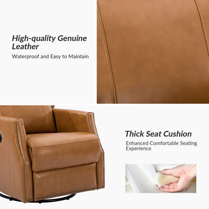 Lot de 2 chaises pivotantes modernes en cuir véritable Demeter pour chambre d'enfant avec garnitures cloutées par HULALA HOME