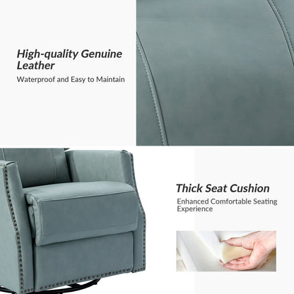 Lot de 2 chaises pivotantes modernes en cuir véritable Demeter pour chambre d'enfant avec garnitures cloutées par HULALA HOME