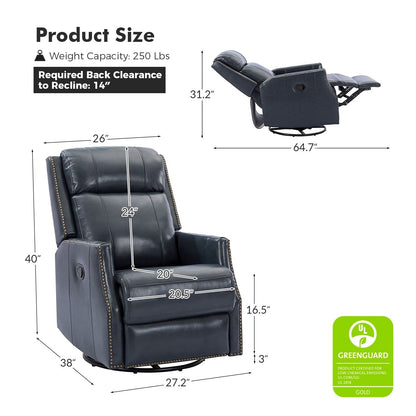 Lot de 2 chaises pivotantes modernes en cuir véritable Demeter pour chambre d'enfant avec garnitures cloutées par HULALA HOME