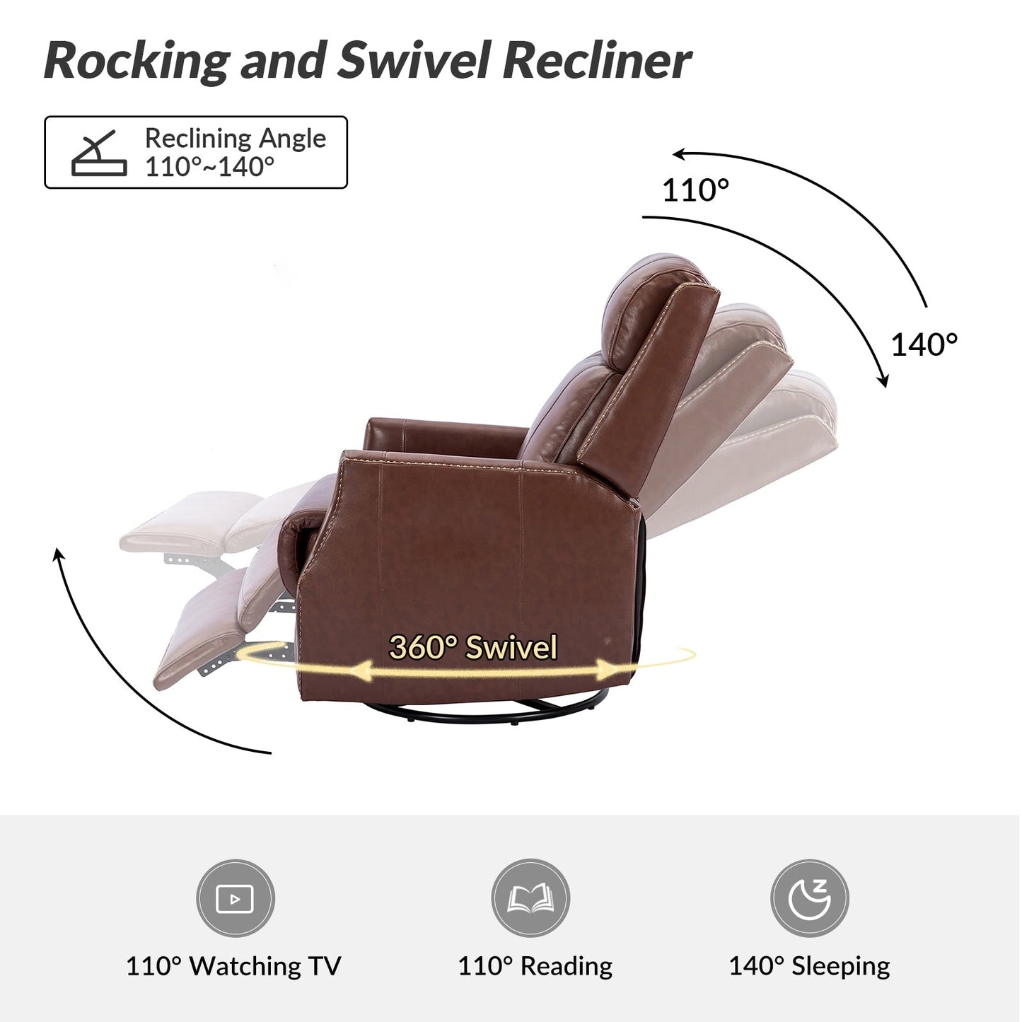 Lot de 2 chaises pivotantes modernes en cuir véritable Demeter pour chambre d'enfant avec garnitures cloutées par HULALA HOME