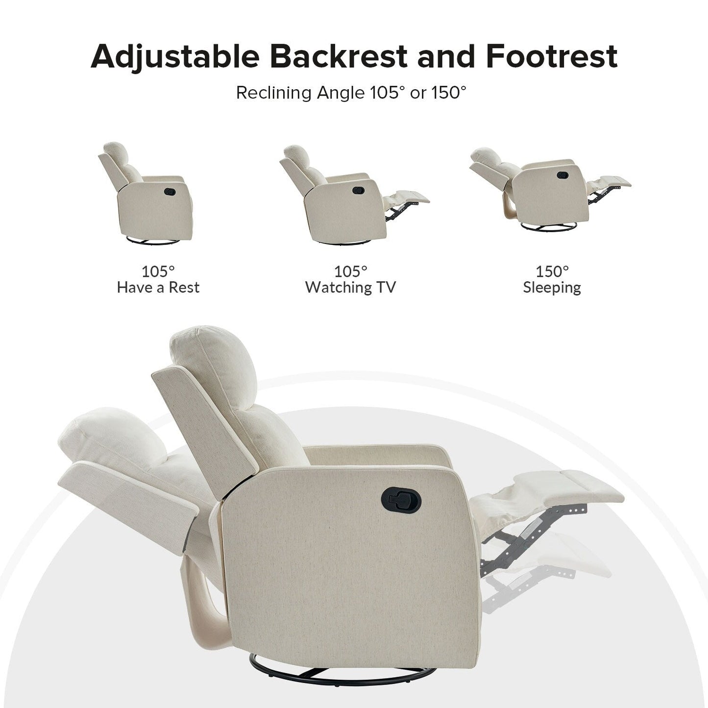 Fauteuil inclinable pivotant à 360 degrés Diana Modern en polyester par HULALA HOME