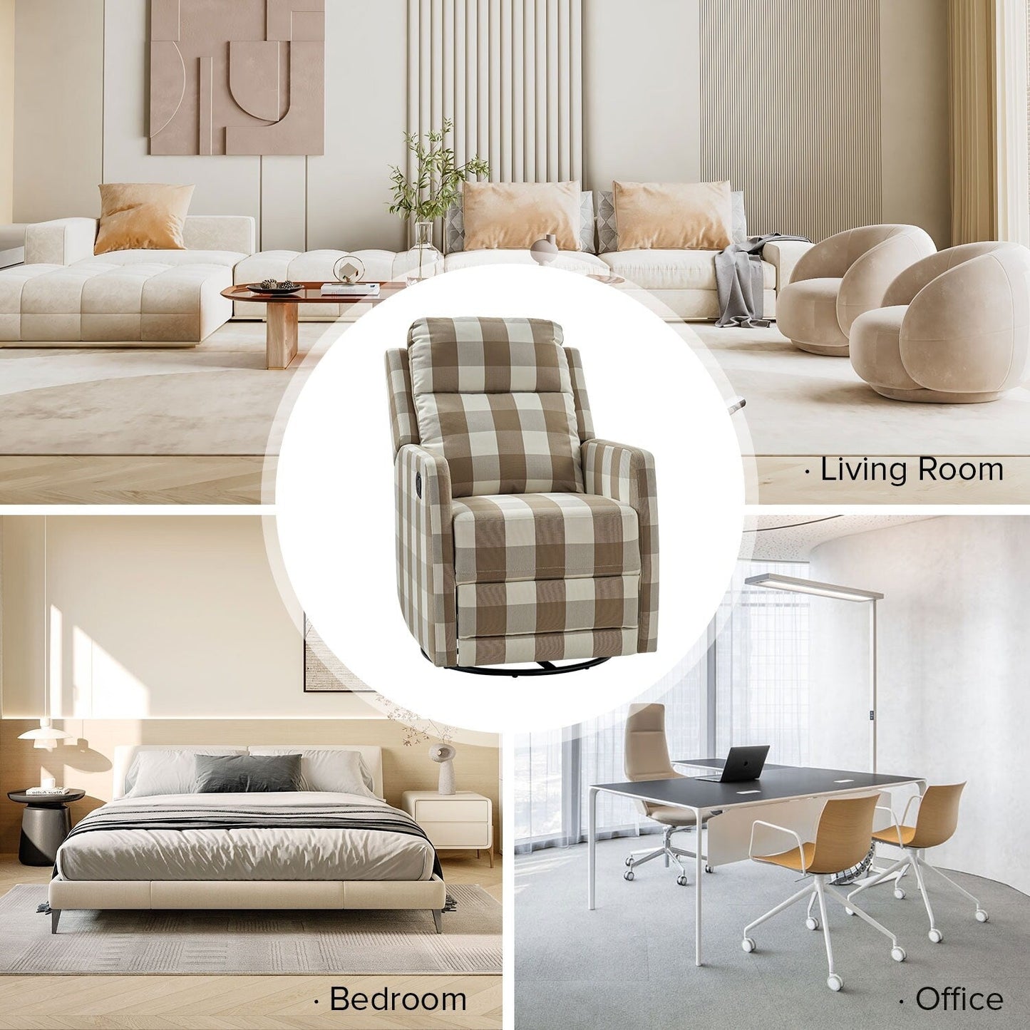 Fauteuil inclinable pivotant à 360 degrés Diana Modern en polyester par HULALA HOME