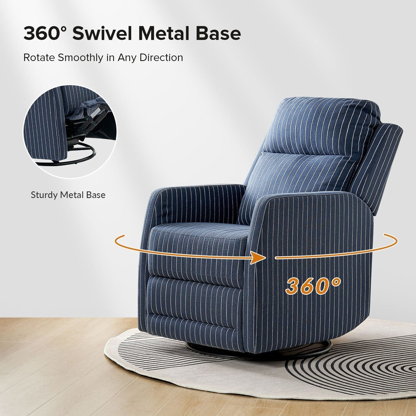 Fauteuil inclinable pivotant à 360 degrés Diana Modern en polyester par HULALA HOME