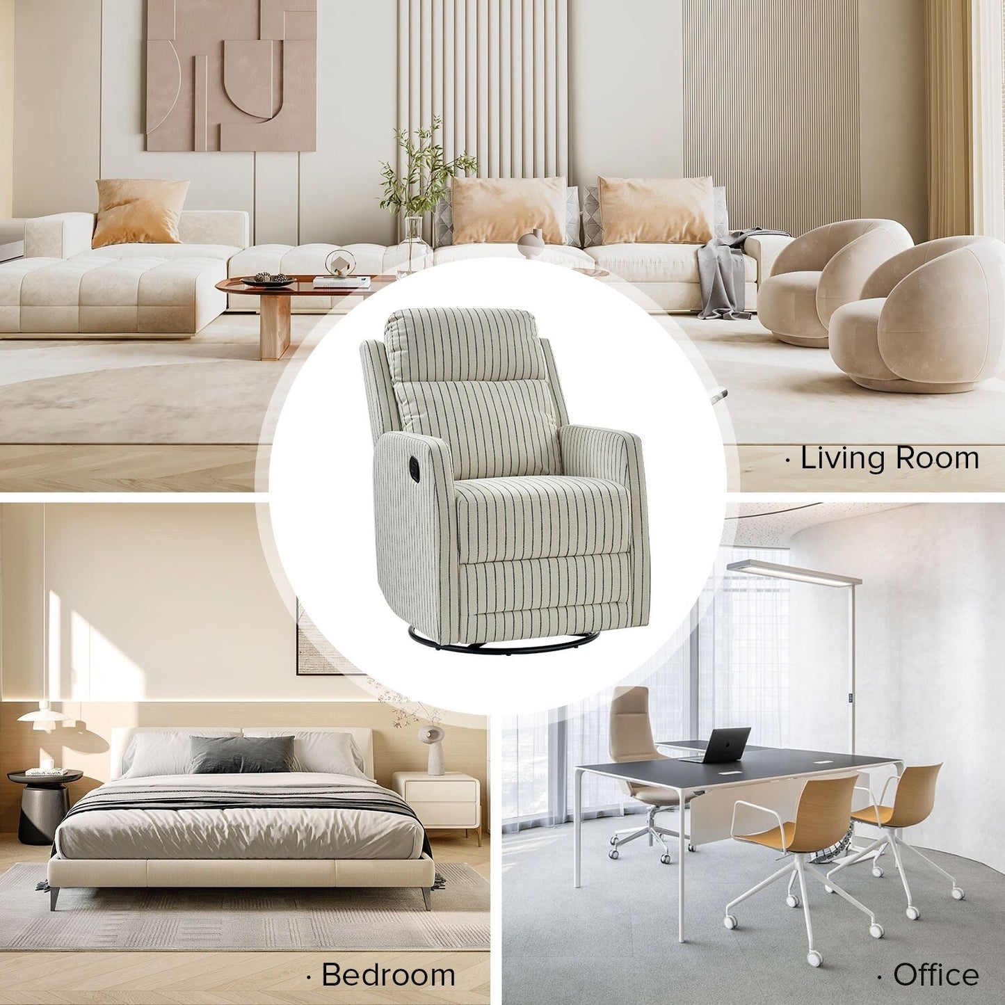 Fauteuil inclinable pivotant à 360 degrés Diana Modern en polyester par HULALA HOME