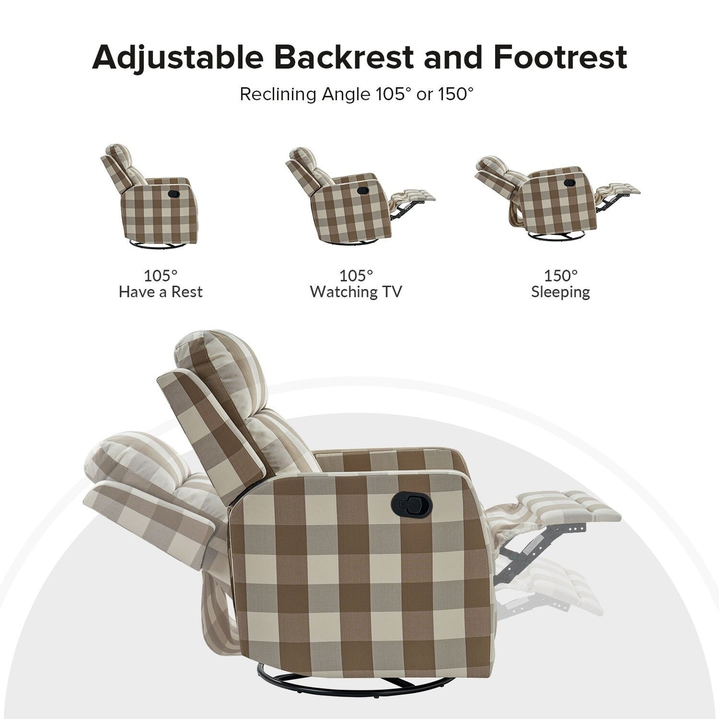 Fauteuil inclinable pivotant à 360 degrés Diana Modern en polyester par HULALA HOME