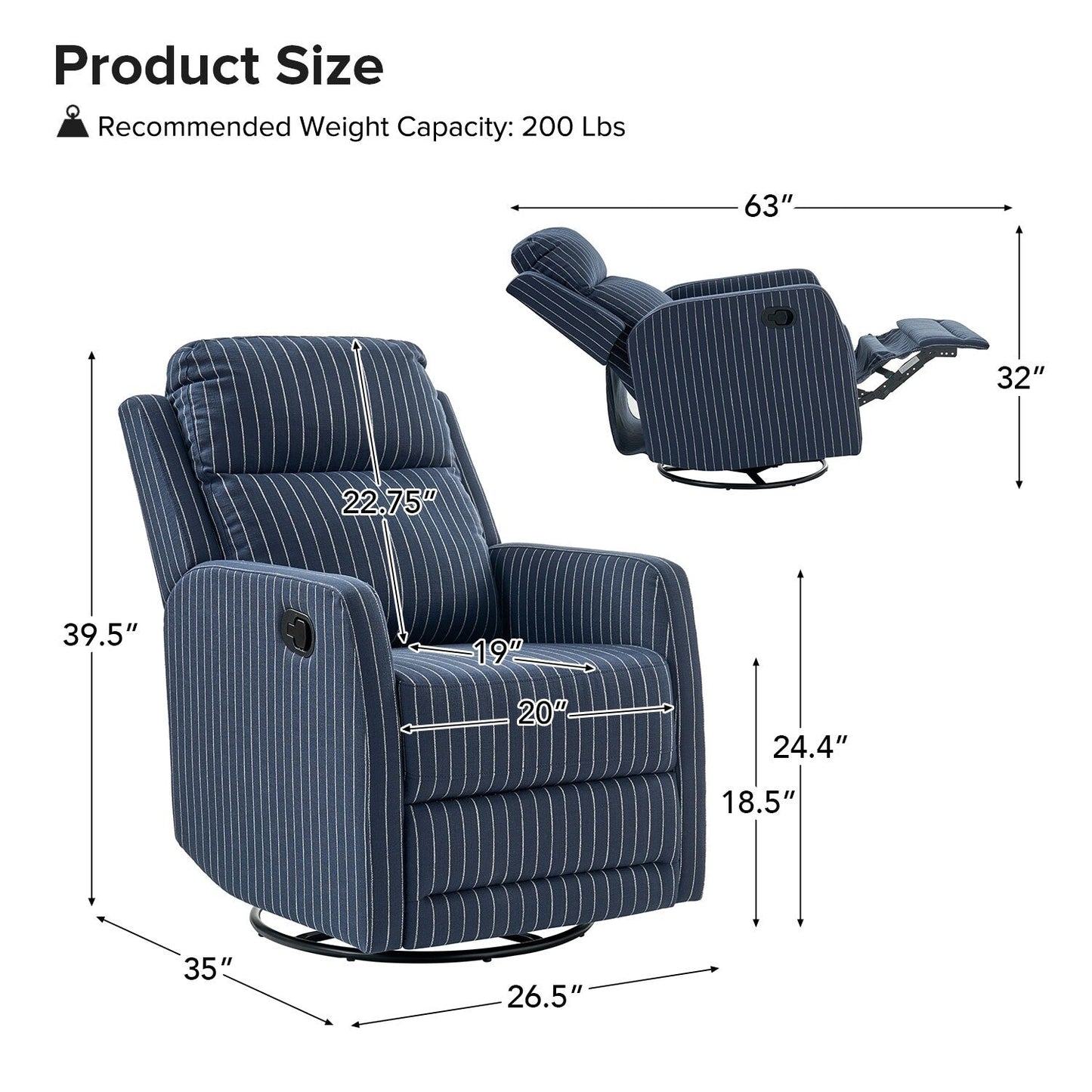Fauteuil inclinable pivotant à 360 degrés Diana Modern en polyester par HULALA HOME