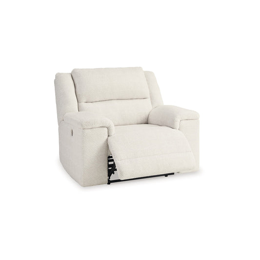 Fauteuil inclinable électrique Dino avec ports USB et accoudoirs en bloc, polyester blanc