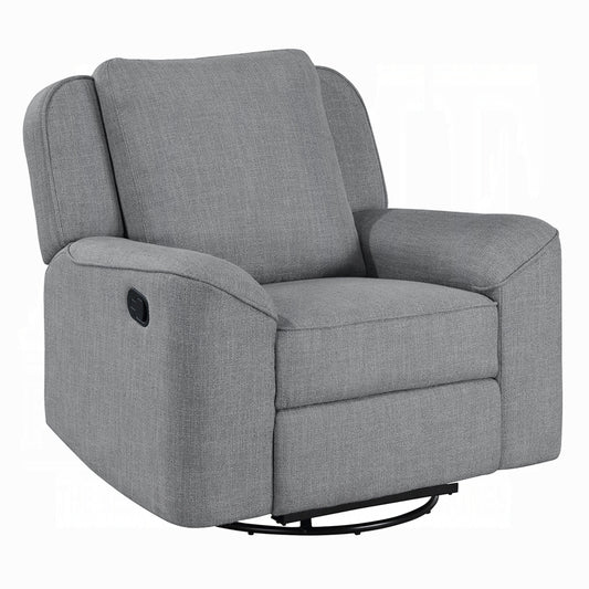 Fauteuil inclinable manuel Diny, pivotant, tissu en lin gris doux