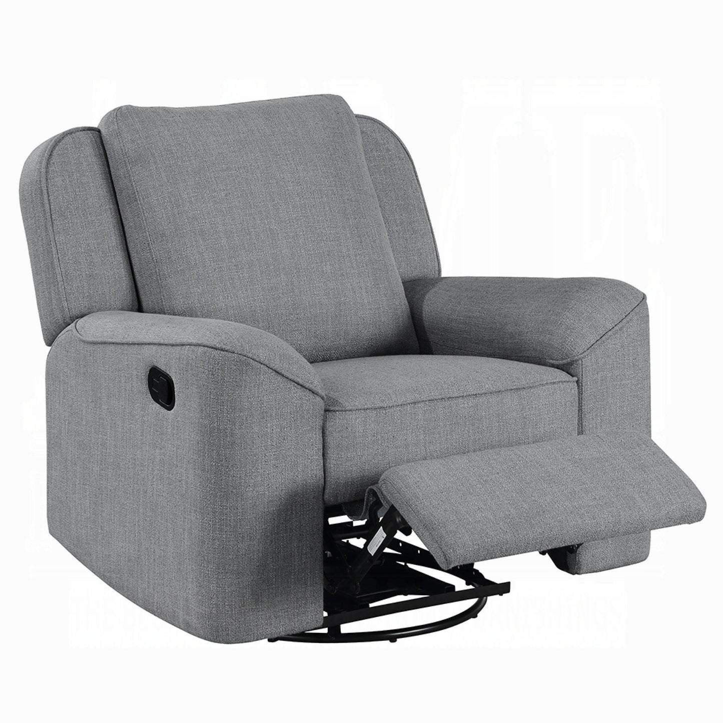 Fauteuil inclinable manuel Diny, pivotant, tissu en lin gris doux