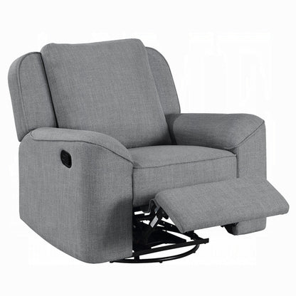 Fauteuil inclinable manuel Diny, pivotant, tissu en lin gris doux