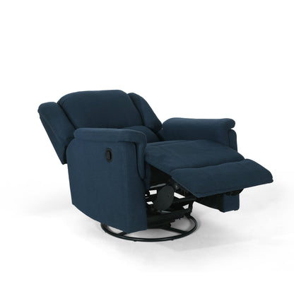Fauteuil inclinable pivotant manuel Doi, tissu bleu marine