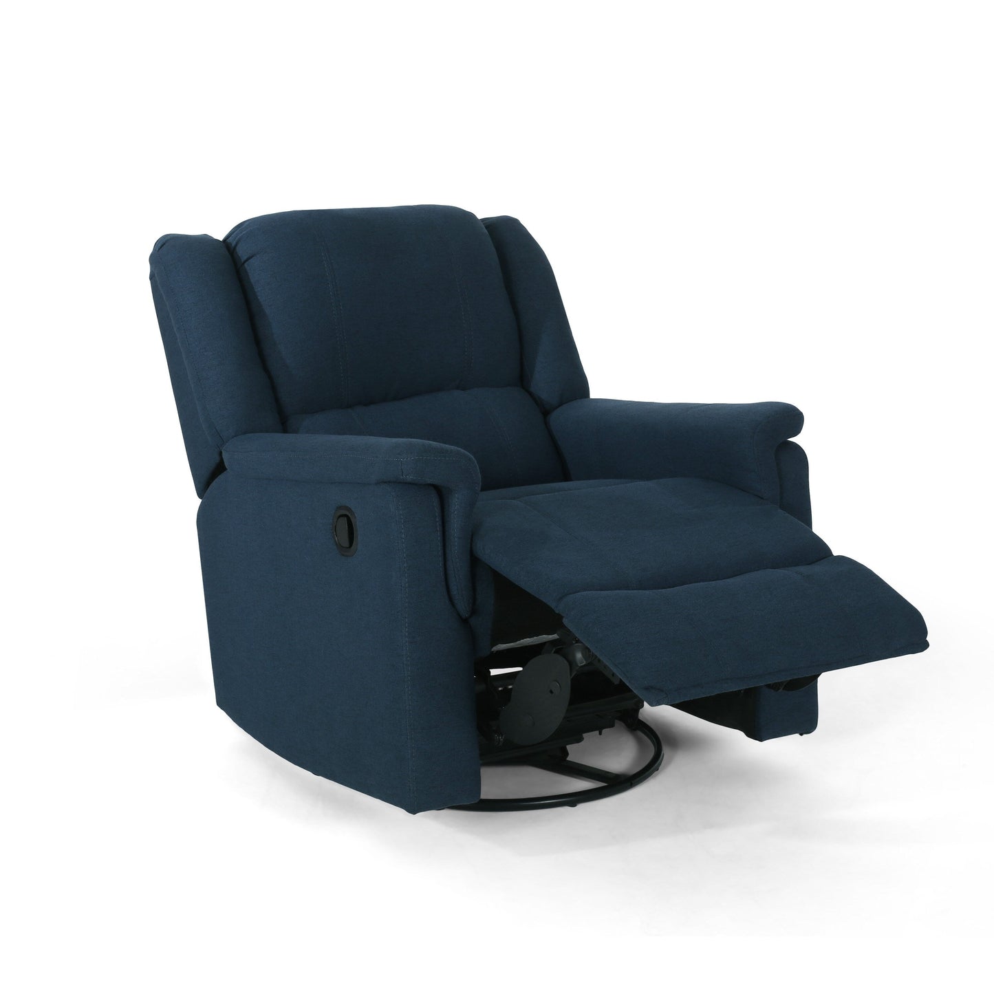 Fauteuil inclinable pivotant manuel Doi, tissu bleu marine
