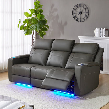 Canapé inclinable électrique Dolores 82,5 pouces de large en cuir véritable avec rangement et porte-gobelet par HULALA HOME