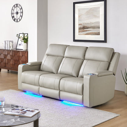 Canapé inclinable électrique Dolores 82,5 pouces de large en cuir véritable avec rangement et porte-gobelet par HULALA HOME