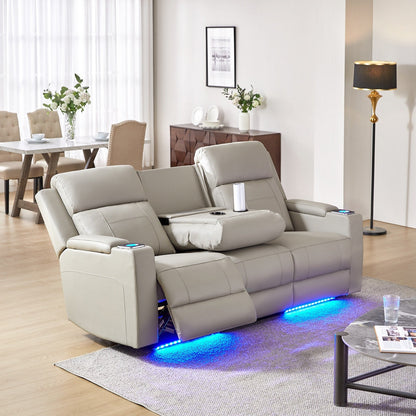 Canapé inclinable électrique Dolores 82,5 pouces de large en cuir véritable avec rangement et porte-gobelet par HULALA HOME