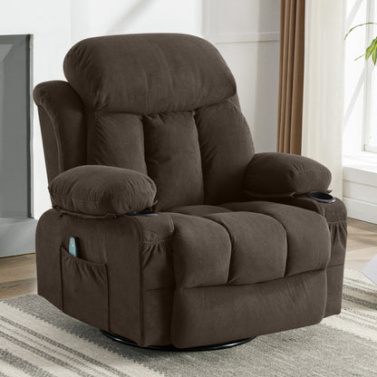 Fauteuil inclinable manuel chauffant de massage en velours à pois avec base pivotante à 360°