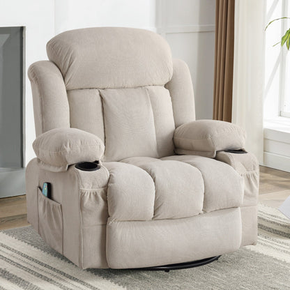 Fauteuil inclinable manuel chauffant de massage en velours à pois avec base pivotante à 360°