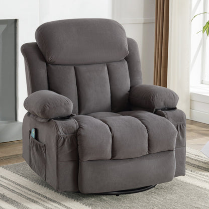 Fauteuil inclinable manuel chauffant de massage en velours à pois avec base pivotante à 360°