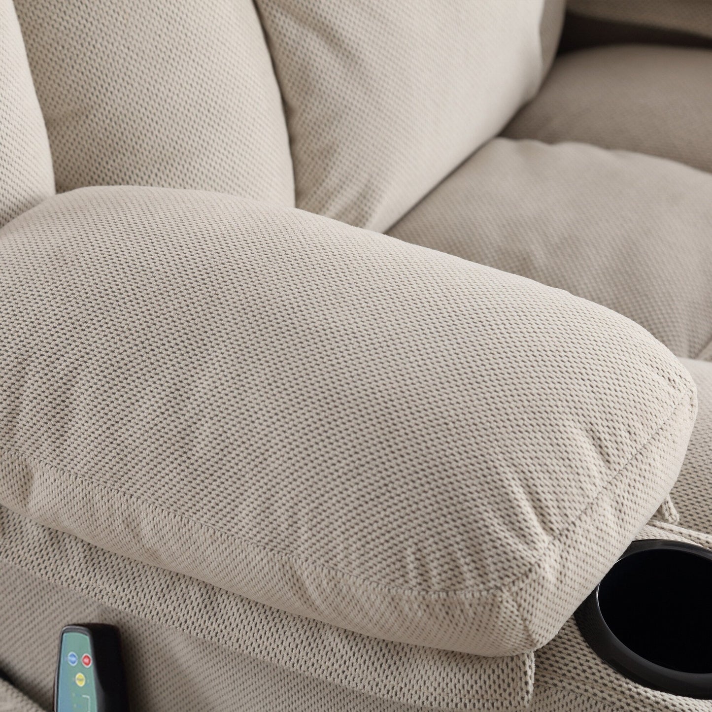 Fauteuil inclinable manuel chauffant de massage en velours à pois avec base pivotante à 360°