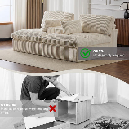 Chaise longue double d'intérieur surdimensionnée, canapé-lit rembourré, chaise longue sectionnelle en velours côtelé, chaise de salon sans assemblage