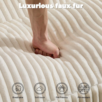 Chaise longue double d'intérieur surdimensionnée, canapé-lit rembourré, chaise longue sectionnelle en velours côtelé, chaise de salon sans assemblage