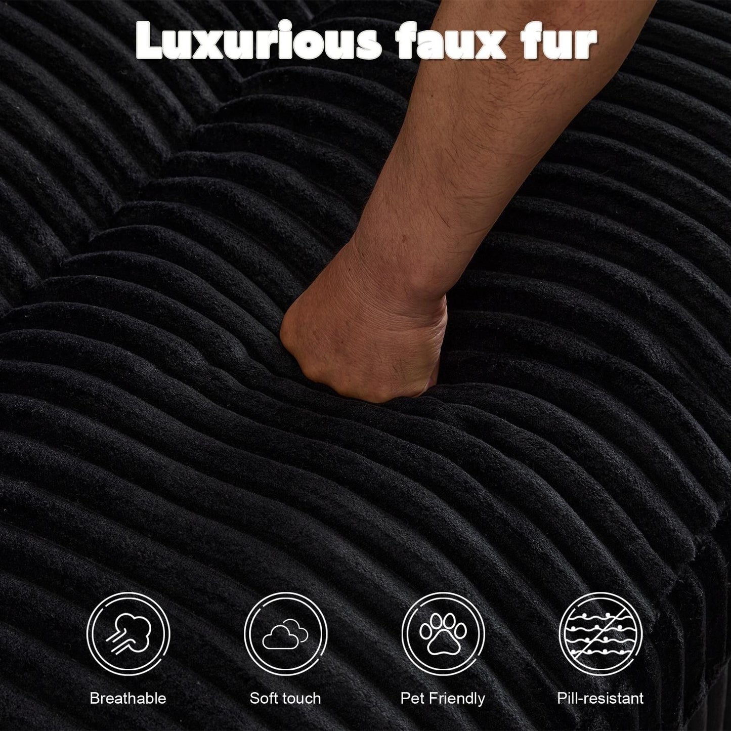 Chaise longue double d'intérieur surdimensionnée, canapé-lit rembourré, chaise longue sectionnelle en velours côtelé, chaise de salon sans assemblage