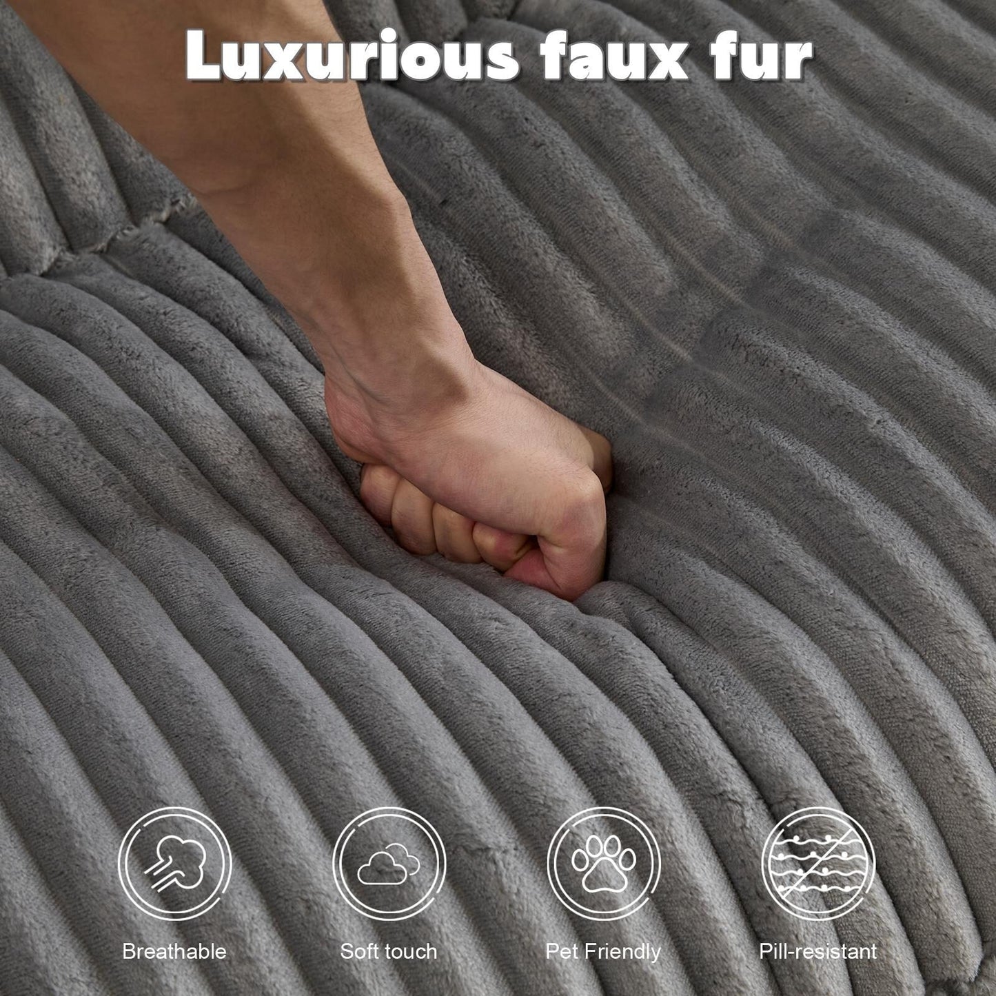 Chaise longue double d'intérieur surdimensionnée, canapé-lit rembourré, chaise longue sectionnelle en velours côtelé, chaise de salon sans assemblage