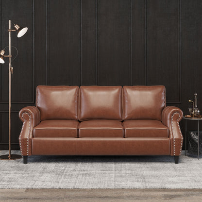 Canapé 3 places Dowd en similicuir avec bordure cloutée par Christopher Knight Home