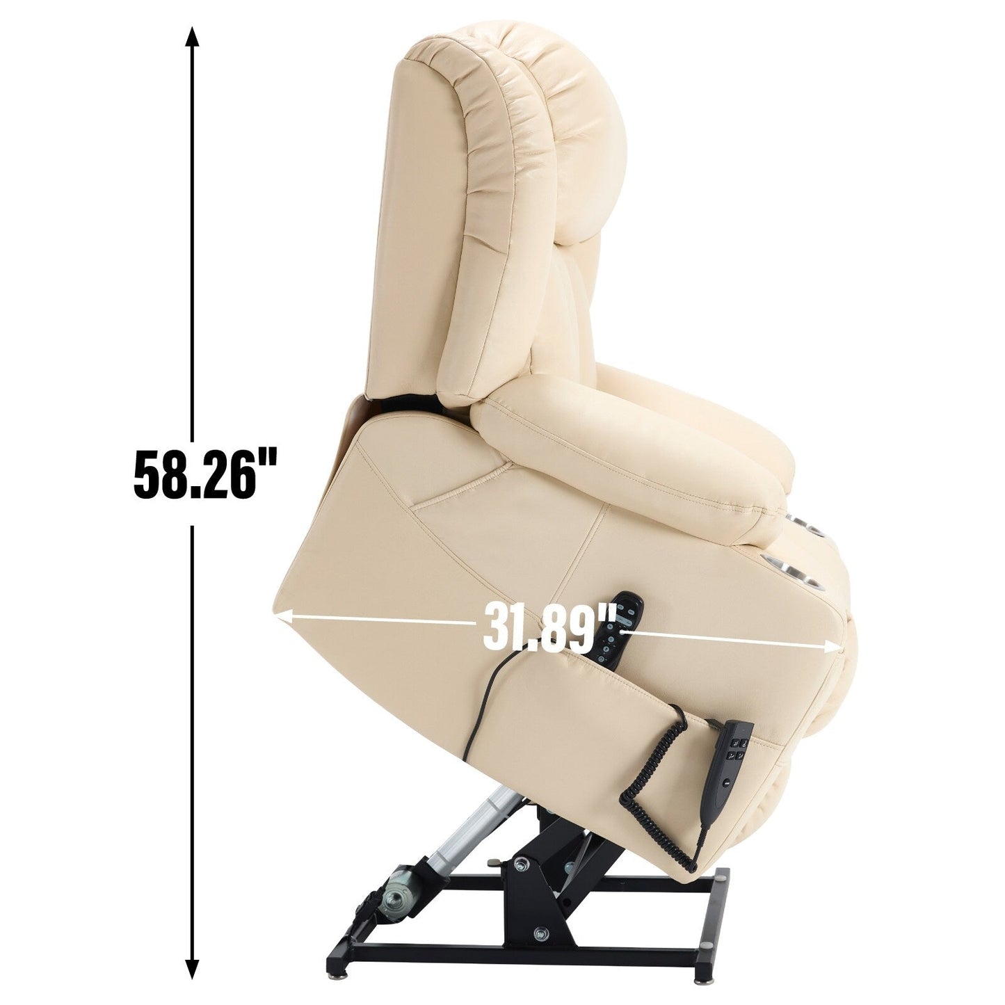 Fauteuil inclinable électrique à double moteur en similicuir pour adulte, canapé inclinable simple avec massage, chauffage lombaire et porte-gobelets