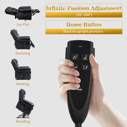 Fauteuils inclinables releveurs en cuir véritable à deux moteurs, chauffage massant et ports USB