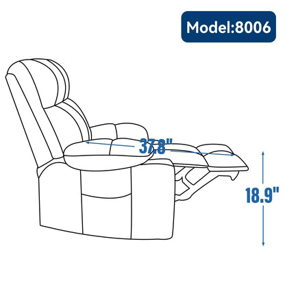 Fauteuil inclinable électrique à double moteur, position infinie, mécanisme de mouvement robuste avec massage et chauffage, deux porte-gobelets
