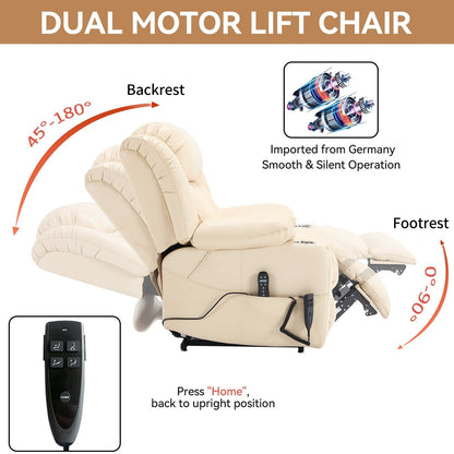 Fauteuil inclinable électrique à double moteur, position infinie, mécanisme de mouvement robuste avec massage et chauffage lombaire, porte-gobelets